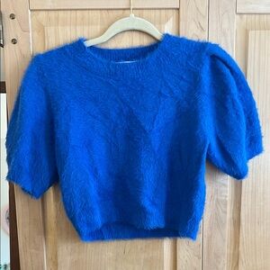 Vibrant Blue Fuzzy Knit Top